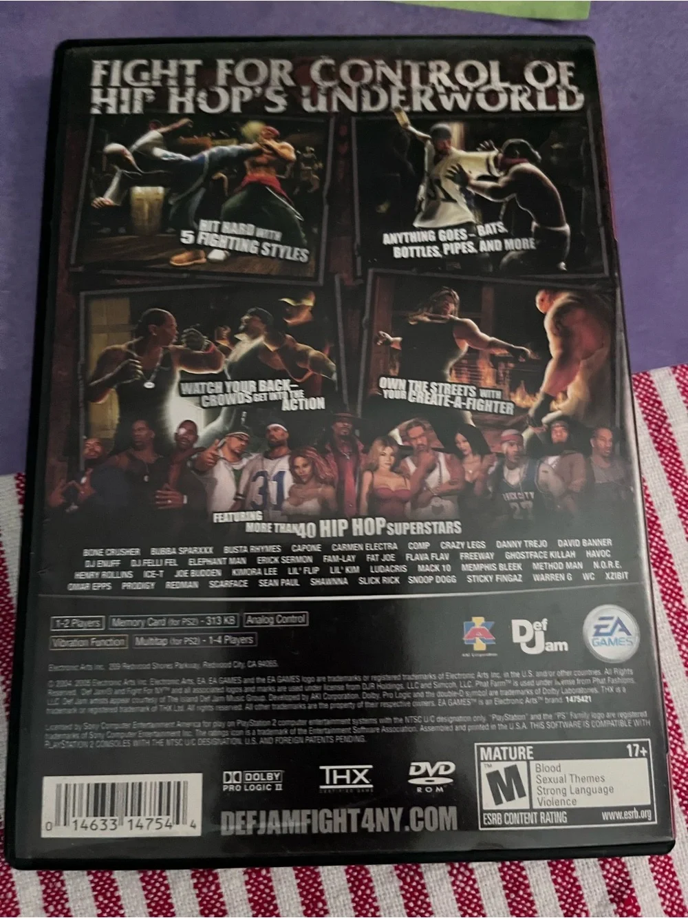 Sony PlayStation 2 Greatest Hits - Black and Red Def Jam Fight for NY Cover